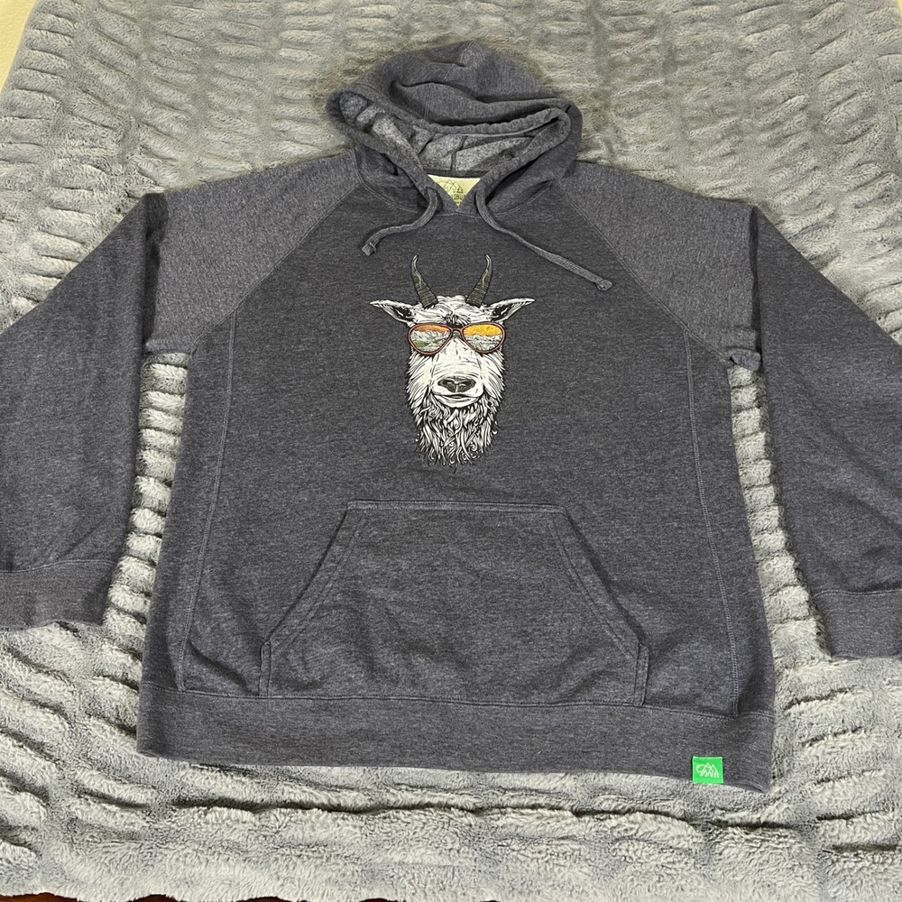 Wild Tribute Mountain Goat Sunglasses Hoodie Men XXL Charcoal Gray National Park